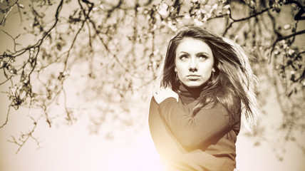 stylish young woman outdoor portrait