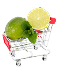 Mohito ingredients on a cart isolated