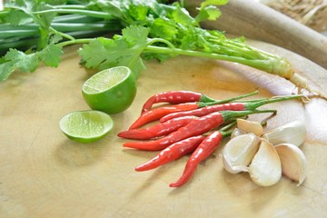Set of thai vegetable ingredients