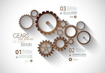 Infographic timeline with Gear mechanic concept - obrazy, fototapety, plakaty