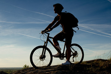 Young man riding mountain bike