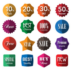 Set of business vintage badges and labels with long shadow