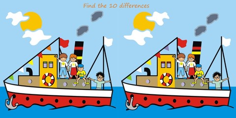 boat , find 10 differences, leisure activity, eps.