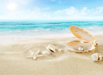 Fototapeta na wymiar Pearl na plaży.
