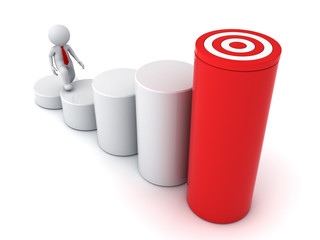 3d business man stepping up to his successful goal graph