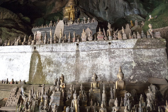 Pak Ou Caves - Buddha statues inside the lower cave