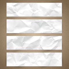 Set of horizontal banners with crumpled paper texture