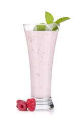 Raspberry milk smoothie with mint