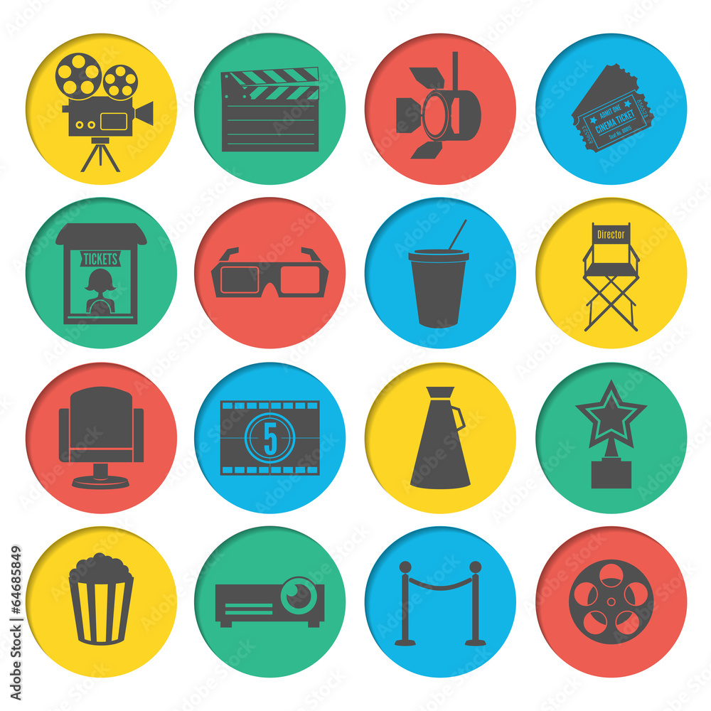 Wall mural Cinema Icons Set