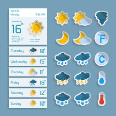 Fototapeta premium Weather Paper Widgets Set