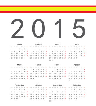 Simple spainish 2015 year vector calendar