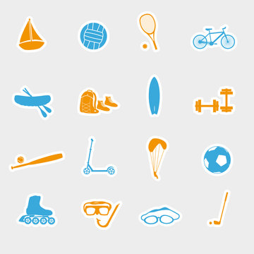 summer sports and equipment stickers eps10