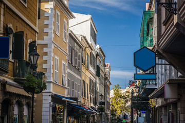the main street in Gibraltar city,Gibraltar, UK