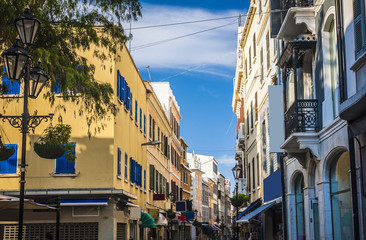 Fototapeta na wymiar the main street in Gibraltar city,Gibraltar, UK