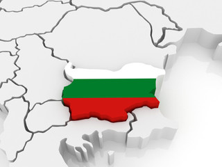Fototapeta premium Map of Europe and Bulgaria.