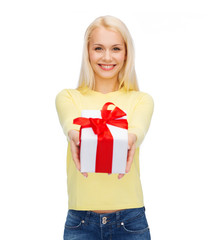 smiling girl with gift box