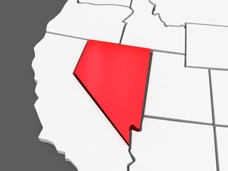 Three-dimensional map of Nevada. USA © Tatiana