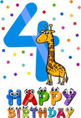 fourth birthday cartoon design