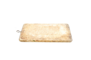 Old Wood cutting board isolated white background