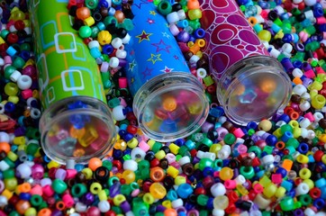 Kaleidoscopes nestled in colorful beads