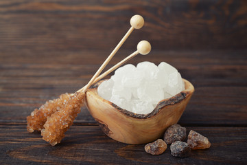 Brown and white sugar