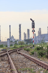Fototapeta na wymiar railway to Oil refinery