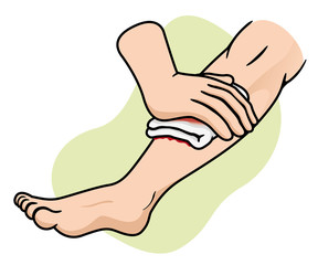Aid First stop bleeding in leg