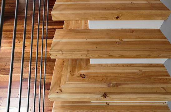 Abstract shot of modern wooden stairs