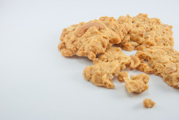 Almond cookies on white background