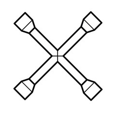 Wheel wrench outline vector