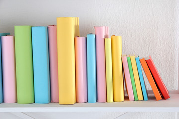 Books on shelf close-up