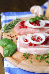 Raw meat steak with herbs and spices