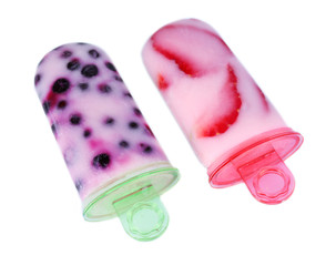 Fruit ice cream isolated on white