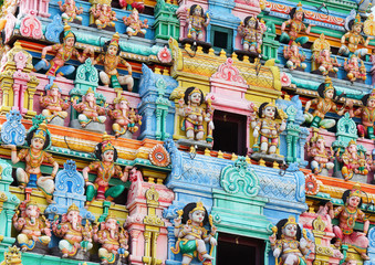 Statues in hindu temple at singapore