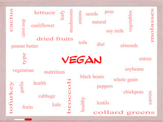 Vegan Word Cloud Concept on a Whiteboard