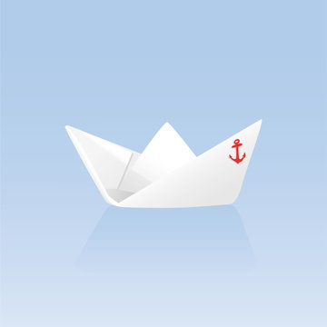 Paper boat on a blue background