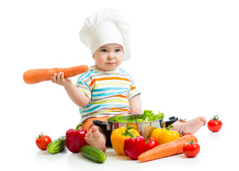 baby chef with healthy  food vegetables © Oksana Kuzmina
