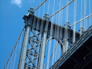 Fototapeta premium Low angle view of a bridge, Manhattan Bridge, New York City, Ne