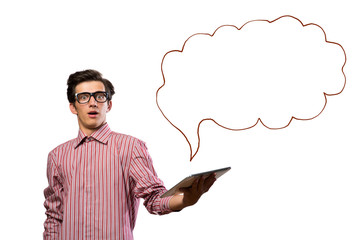 young man with tablet