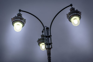 Low angle view of a lamppost, Dinan, Cotes-D'Armor, Brittany, Fr