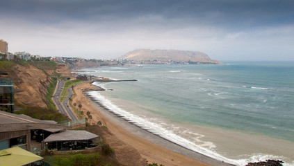Road along a coast, Miraflores, Lima, Peru