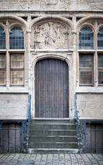 Facade of a house, The Graslei, Ghent, Belgium
