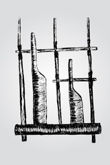 pen sketch, Angklung, Indonesia traditional music instrument
