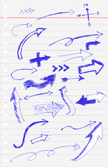 hand draw sketch, Blue Pen Arrow