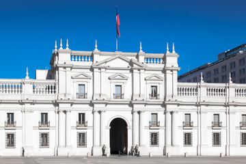 Facade of a parliament building, Palacio de la Moneda, Santiago,