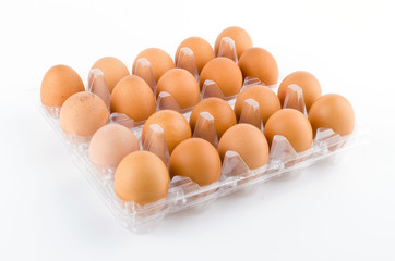 Eggs packed isolated white background