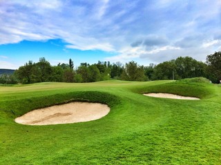 On the empty golf course in the morning