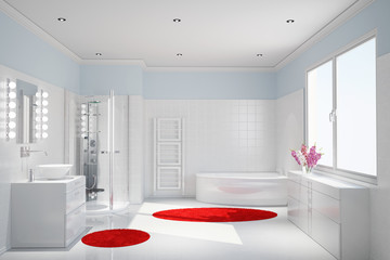 Fototapeta na wymiar Modernes weißes Badezimmer