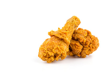 Fried chicken isolated white background