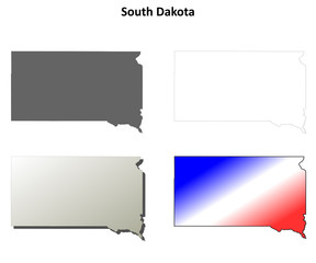 South Dakota blank outline map set